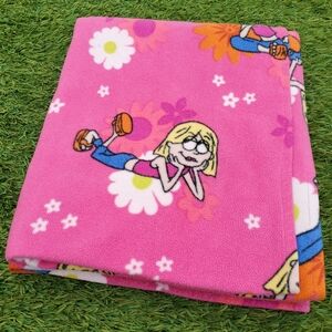 Rare Disney Lizzie McGuire Fleece Blanket Pink Flowers Y2K Vintage Throw